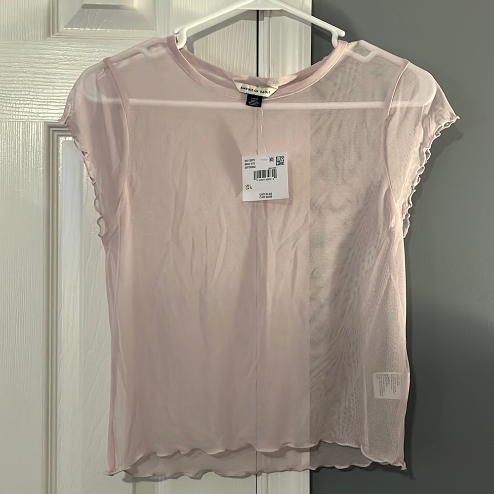 Mesh see through Tshirt light lilac color